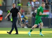 8 June 2021; Republic of Ireland manager Stephen Kenny anf James McClean before the international friendly match between Hungary and Republic of Ireland at Szusza Ferenc Stadion in Budapest, Hungary. Photo by Alex Nicodim/Sportsfile