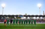 8 June 2021; Republic of Ireland players stand for the playing of the National Anthem before the international friendly match between Hungary and Republic of Ireland at Szusza Ferenc Stadion in Budapest, Hungary. Photo by Alex Nicodim/Sportsfile