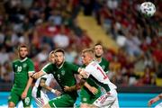 8 June 2021; Matt Doherty of Republic of Ireland in action against András Schafer of Hungary during the international friendly match between Hungary and Republic of Ireland at Szusza Ferenc Stadion in Budapest, Hungary. Photo by Alex Nicodim/Sportsfile