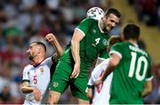 8 June 2021; Shane Duffy of Republic of Ireland in action against Atilla Fiola of Hungary during the international friendly match between Hungary and Republic of Ireland at Szusza Ferenc Stadion in Budapest, Hungary. Photo by Alex Nicodim/Sportsfile