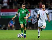 8 June 2021; Troy Parrott of Republic of Ireland in action against Atilla Fiola of Hungary during the international friendly match between Hungary and Republic of Ireland at Szusza Ferenc Stadion in Budapest, Hungary. Photo by Alex Nicodim/Sportsfile