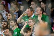 8 June 2021; Republic of Ireland supporters during the international friendly match between Hungary and Republic of Ireland at Szusza Ferenc Stadion in Budapest, Hungary. Photo by Alex Nicodim/Sportsfile