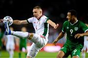 8 June 2021; Attila Szalai of Hungary and Adam Idah of Republic of Ireland during the international friendly match between Hungary and Republic of Ireland at Szusza Ferenc Stadion in Budapest, Hungary. Photo by Alex Nicodim/Sportsfile