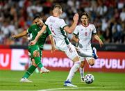 8 June 2021; Adam Idah of Republic of Ireland has a shot on goal during the international friendly match between Hungary and Republic of Ireland at Szusza Ferenc Stadion in Budapest, Hungary. Photo by Alex Nicodim/Sportsfile
