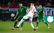 8 June 2021; Matt Doherty of Republic of Ireland and Atilla Fiola of Hungary during the international friendly match between Hungary and Republic of Ireland at Szusza Ferenc Stadion in Budapest, Hungary. Photo by Alex Nicodim/Sportsfile