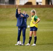 8 June 2021; Manager Vera Pauw and Denise O'Sullivan during a Republic of Ireland women training session at Versalavollur in Reykjavik, Iceland. Photo by Eythor Arnason/Sportsfile