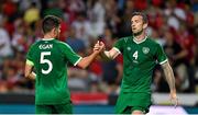 8 June 2021; Shane Duffy, right, and John Egan of Republic of Ireland during the international friendly match between Hungary and Republic of Ireland at Szusza Ferenc Stadion in Budapest, Hungary. Photo by Alex Nicodim/Sportsfile