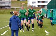 8 June 2021; Claire Walsh, left, and Megan Connolly during a Republic of Ireland women training session at Versalavollur in Reykjavik, Iceland. Photo by Eythor Arnason/Sportsfile