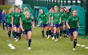 8 June 2021; Denise O'Sullivan and Katie McCabe, right, during a Republic of Ireland women training session at Versalavollur in Reykjavik, Iceland. Photo by Eythor Arnason/Sportsfile