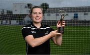 9 June 2021; Gráinne Egan of Offaly with the PwC GPA Women's Player of the Month in Camogie at Tullamore GAA club in Offaly.  Photo by Piaras Ó Mídheach/Sportsfile