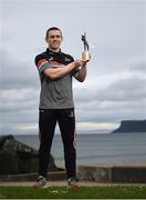 9 June 2021; Antrim hurler Ciaran Clarke with his PwC GAA / GPA Player of the Month award in Hurling for May 2021 in Ballycastle, County Antrim.  Photo by Harry Murphy/Sportsfile