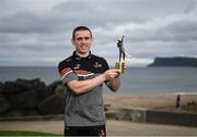 9 June 2021; Antrim hurler Ciaran Clarke with his PwC GAA / GPA Player of the Month award in Hurling for May 2021 in Ballycastle, County Antrim.  Photo by Harry Murphy/Sportsfile