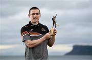 9 June 2021; Antrim hurler Ciaran Clarke with his PwC GAA / GPA Player of the Month award in Hurling for May 2021 in Ballycastle, County Antrim.  Photo by Harry Murphy/Sportsfile