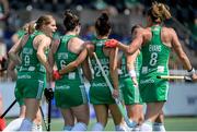 9 June 2021; Roisin Upton of Ireland celebrates with team-mates after scoring from a penalty corner during the Women's EuroHockey Championships Pool A match between Ireland and Spain at Wagener Hockey Stadium in Amstelveen, Netherlands. Photo by Gerrit van Keulen/Sportsfile