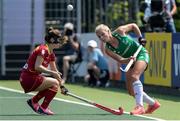 9 June 2021; Chloe Watkins of Ireland in action against Carlota Petchame of Spain during the Women's EuroHockey Championships Pool A match between Ireland and Spain at Wagener Hockey Stadium in Amstelveen, Netherlands. Photo by Gerrit van Keulen/Sportsfile