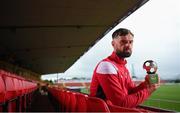 10 June 2021; Greg Bolger of Sligo Rovers poses with the SSE Airtricity / SWI Player of the Month Award for May 2021 at The Showgrounds in Sligo. Photo by Stephen McCarthy/Sportsfile