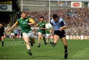 9 June 1991; Vinny Murphy of Dublin in action against Robbie O'Malley of Meath during the Leinster GAA Football Senior Championship Preliminary Round replay match between Dublin and Meath at Croke Park in Dublin. Photo by David Maher/Sportsfile
