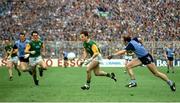 9 June 1991; Bernard Flynn of Meath in action against Tommy Carr of Dublin during the Leinster GAA Football Senior Championship Preliminary Round replay match between Dublin and Meath at Croke Park in Dublin. Photo by David Maher/Sportsfile