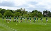 9 June 2021; Republic of Ireland players during the warm-up before the Women's U19 International Friendly between Republic of Ireland and Northern Ireland at AUL Complex in Dublin. Photo by Piaras Ó Mídheach/Sportsfile