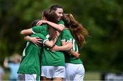 9 June 2021; Maria Reynolds of Republic of Ireland, behind, celebrates with team-mates after Rebecca Watkins scored their side's first goal during the Women's U19 International Friendly between Republic of Ireland and Northern Ireland at AUL Complex in Dublin. Photo by Piaras Ó Mídheach/Sportsfile