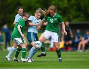 9 June 2021; Muireann Devaney of Republic of Ireland, supported by team-mate Aoife Horgan, left, in action against Shona Davis of Northern Ireland during the Women's U19 International Friendly between Republic of Ireland and Northern Ireland at AUL Complex in Dublin. Photo by Piaras Ó Mídheach/Sportsfile
