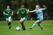 9 June 2021; Rebecca Watkins of Republic of Ireland in action against Abbie McHenry of Northern Ireland during the Women's U19 International Friendly between Republic of Ireland and Northern Ireland at AUL Complex in Dublin. Photo by Piaras Ó Mídheach/Sportsfile