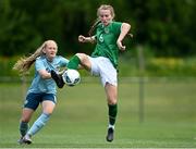 9 June 2021; Aoibheann Clancy of Republic of Ireland in action against Abbie McHenry of Northern Ireland during the Women's U19 International Friendly between Republic of Ireland and Northern Ireland at AUL Complex in Dublin. Photo by Piaras Ó Mídheach/Sportsfile