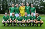 9 June 2021; The Republic of Ireland team; back row, from left, Olivia Milner, Aoibheann Clancy, Rugile Auskalnyte, Maria Reynolds and Jessie Stapleton, front row, Melissa O'Kane, Muireann Devaney, Aoife Horgan, Shauna Brennan, Orlagh Fitzpatrick and Rebecca Watkins before the Women's U19 International Friendly between Republic of Ireland and Northern Ireland at AUL Complex in Dublin. Photo by Piaras Ó Mídheach/Sportsfile