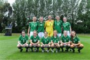 9 June 2021; The Republic of Ireland team; back row, from left, Olivia Milner, Aoibheann Clancy, Rugile Auskalnyte, Maria Reynolds and Jessie Stapleton, front row, Melissa O'Kane, Muireann Devaney, Aoife Horgan, Shauna Brennan, Orlagh Fitzpatrick and Rebecca Watkins before the Women's U19 International Friendly between Republic of Ireland and Northern Ireland at AUL Complex in Dublin. Photo by Piaras Ó Mídheach/Sportsfile