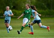 9 June 2021; Aoibheann Clancy of Republic of Ireland in action against Keri Halliday of Northern Ireland during the Women's U19 International Friendly between Republic of Ireland and Northern Ireland at AUL Complex in Dublin. Photo by Piaras Ó Mídheach/Sportsfile