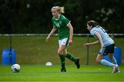 9 June 2021; Emily Corbett of Republic of Ireland in action against Rhyleigh Marks of Northern Ireland during the Women's U19 International Friendly between Republic of Ireland and Northern Ireland at AUL Complex in Dublin. Photo by Piaras Ó Mídheach/Sportsfile