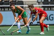 9 June 2021; Anna O'Flanagan of Ireland and Alejandra Torres-Quevedo of Spain during the Women's EuroHockey Championships Pool A match between Ireland and Spain at Wagener Hockey Stadium in Amstelveen, Netherlands. Photo by Gerrit van Keulen/Sportsfile