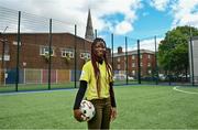 10 June 2021; Mariama Kamari at the launch of the Football for Unity Festival which will take place at venues across the north east inner city of Dublin from Monday 14th of June to Friday 16th of July. The Football for Unity Festival aims to foster the social inclusion of third-country nationals sustainably through active participation in football-based initiatives. For more information visit - www.footballforunity.ie”.  Photo by Brendan Moran/Sportsfile