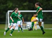 9 June 2021; Rebecca Watkins, right, and Aoife Horgan of Republic of Ireland during the Women's U19 International Friendly between Republic of Ireland and Northern Ireland at AUL Complex in Dublin. Photo by Piaras Ó Mídheach/Sportsfile