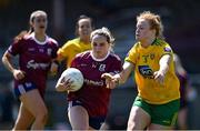 6 June 2021; Andrea Trill of Galway in action against Evelyn McGinley of Donegal during the Lidl Ladies Football National League match between Galway and Donegal at Tuam Stadium in Tuam, Galway. Photo by Piaras Ó Mídheach/Sportsfile