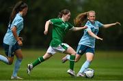 9 June 2021; Aoife Horgan of Republic of Ireland in action against Abbie McHenry, right, and Tierna Bell of Northern Ireland during the Women's U19 International Friendly between Republic of Ireland and Northern Ireland at AUL Complex in Dublin. Photo by Piaras Ó Mídheach/Sportsfile