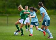 9 June 2021; Meghan Carr of Republic of Ireland in action against Keri Halliday of Northern Ireland during the Women's U19 International Friendly between Republic of Ireland and Northern Ireland at AUL Complex in Dublin. Photo by Piaras Ó Mídheach/Sportsfile