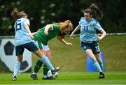 9 June 2021; Muireann Devaney of Republic of Ireland in action against Lucy Johnston, left, and Kathryn McConnell of Northern Ireland during the Women's U19 International Friendly between Republic of Ireland and Northern Ireland at AUL Complex in Dublin. Photo by Piaras Ó Mídheach/Sportsfile