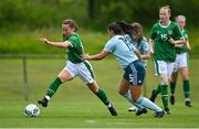 9 June 2021; Jessica Neville of Republic of Ireland in action against Talia Keenan of Northern Ireland during the Women's U19 International Friendly between Republic of Ireland and Northern Ireland at AUL Complex in Dublin. Photo by Piaras Ó Mídheach/Sportsfile