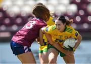 6 June 2021; Anne Marie Logue of Donegal is tackled by Mairéad Seoighe of Galway during the Lidl Ladies Football National League match between Galway and Donegal at Tuam Stadium in Tuam, Galway. Photo by Piaras Ó Mídheach/Sportsfile