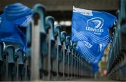 10 June 2021; Supporters flags at the RDS Arena ahead of Leinster Rugby's Guinness PRO14 Rainbow Cup game against Dragons on Friday, 11 June. The game has been designated a test event by the Irish Government whereby 1,200 supporters will be allowed access to attend the match. Photo by Stephen McCarthy/Sportsfile