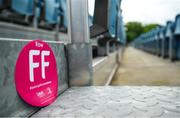 10 June 2021; Row signage at the RDS Arena ahead of Leinster Rugby's Guinness PRO14 Rainbow Cup game against Dragons on Friday, 11 June. The game has been designated a test event by the Irish Government whereby 1,200 supporters will be allowed access to attend the match. Photo by Stephen McCarthy/Sportsfile