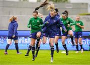 10 June 2021; Jessica Ziu, left, and Claire Walsh during a Republic of Ireland women training session at Laugardalsvollur in Reykjavik, Iceland. Photo by Eythor Arnason/Sportsfile