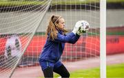 10 June 2021; Goalkeeper Grace Moloney during a Republic of Ireland women training session at Laugardalsvollur in Reykjavik, Iceland. Photo by Eythor Arnason/Sportsfile