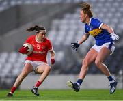 21 May 2021; Hannah Looney of Cork in action against Aishling Moloney of Tipperary during the Lidl Ladies Football National League Division 1B Round 1 match between Cork and Tipperary at Páirc Uí Chaoimh in Cork. Photo by Piaras Ó Mídheach/Sportsfile