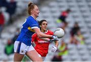 21 May 2021; Aishling Moloney of Tipperary in action against Erika O'Shea of Cork during the Lidl Ladies Football National League Division 1B Round 1 match between Cork and Tipperary at Páirc Uí Chaoimh in Cork. Photo by Piaras Ó Mídheach/Sportsfile