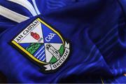 17 May 2021; A detailed view of the Cavan crest on the jersey during a Cavan football squad portrait session at Kingspan Breffni in Cavan. Photo by Piaras Ó Mídheach/Sportsfile