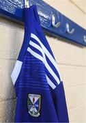 17 May 2021; A detailed view of the Cavan crest on the jersey during a Cavan football squad portrait session at Kingspan Breffni in Cavan. Photo by Piaras Ó Mídheach/Sportsfile