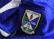 17 May 2021; A detailed view of the Cavan crest on the jersey during a Cavan football squad portrait session at Kingspan Breffni in Cavan. Photo by Piaras Ó Mídheach/Sportsfile