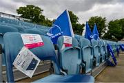 11 June 2021; A general view of seating before the Guinness PRO14 match between Leinster and Dragons at RDS Arena in Dublin. The game is one of the first of a number of pilot sports events over the coming weeks which are implementing guidelines set out by the Irish government to allow for the safe return of spectators to sporting events. Photo by Ramsey Cardy/Sportsfile